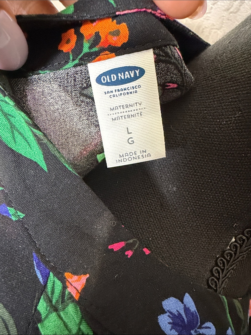 Old Navy Black Floral V-Neck Tunic with Bright Multicolor Blooms - Picture 2 of 5